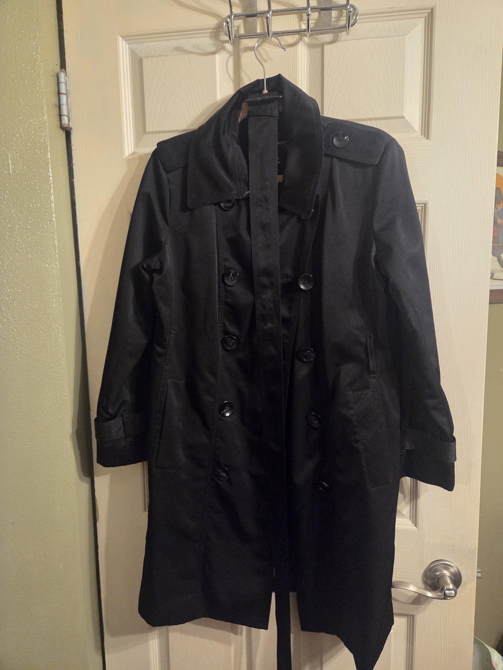 London Fog Classic Black Double-Breasted Trench Coat